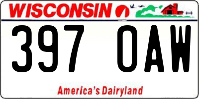 WI license plate 397OAW