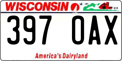 WI license plate 397OAX