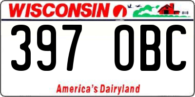 WI license plate 397OBC