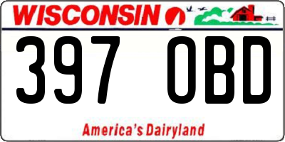 WI license plate 397OBD