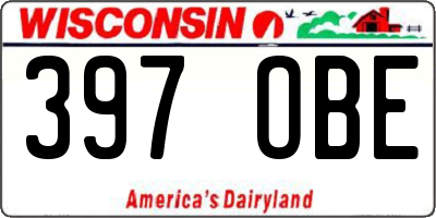 WI license plate 397OBE