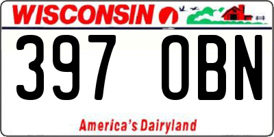 WI license plate 397OBN