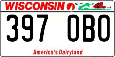 WI license plate 397OBO