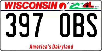 WI license plate 397OBS