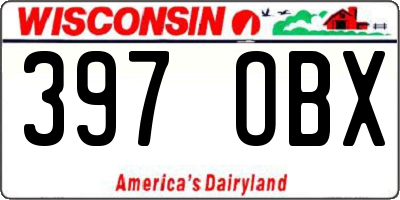 WI license plate 397OBX