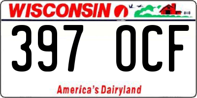 WI license plate 397OCF