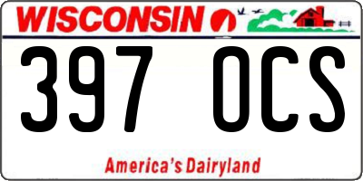 WI license plate 397OCS