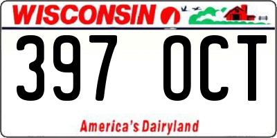 WI license plate 397OCT
