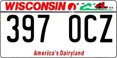 WI license plate 397OCZ