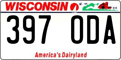 WI license plate 397ODA