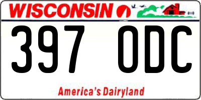 WI license plate 397ODC