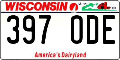 WI license plate 397ODE