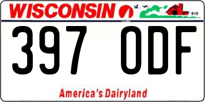 WI license plate 397ODF