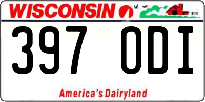 WI license plate 397ODI