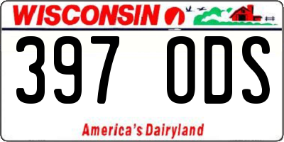 WI license plate 397ODS