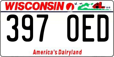 WI license plate 397OED