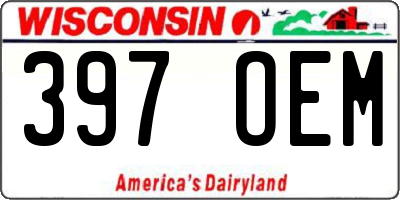 WI license plate 397OEM
