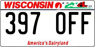 WI license plate 397OFF