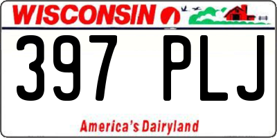 WI license plate 397PLJ