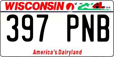 WI license plate 397PNB