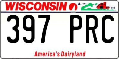 WI license plate 397PRC