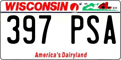 WI license plate 397PSA