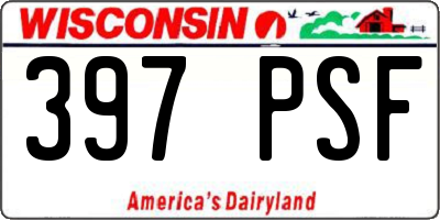 WI license plate 397PSF
