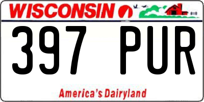 WI license plate 397PUR