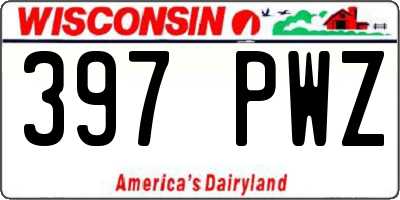 WI license plate 397PWZ