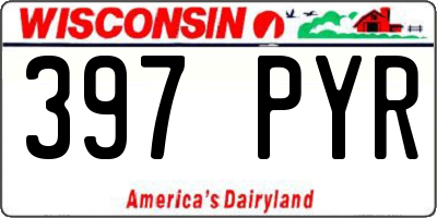 WI license plate 397PYR
