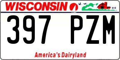 WI license plate 397PZM