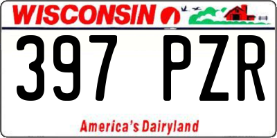 WI license plate 397PZR