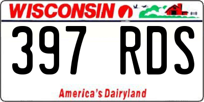 WI license plate 397RDS