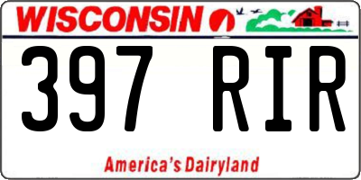 WI license plate 397RIR