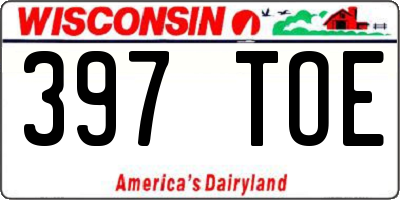 WI license plate 397TOE