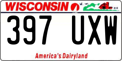 WI license plate 397UXW