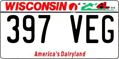 WI license plate 397VEG