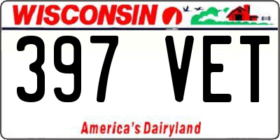 WI license plate 397VET