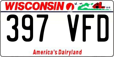 WI license plate 397VFD