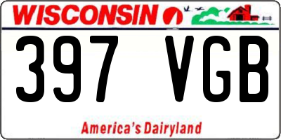 WI license plate 397VGB