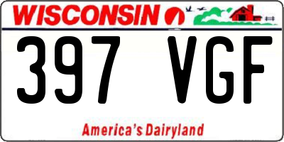 WI license plate 397VGF