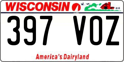 WI license plate 397VOZ