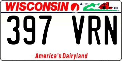 WI license plate 397VRN