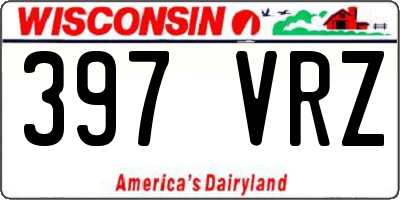 WI license plate 397VRZ