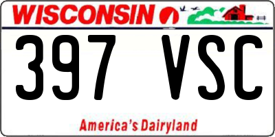 WI license plate 397VSC