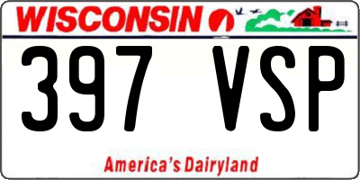 WI license plate 397VSP