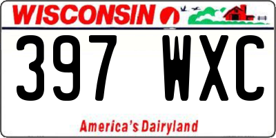 WI license plate 397WXC