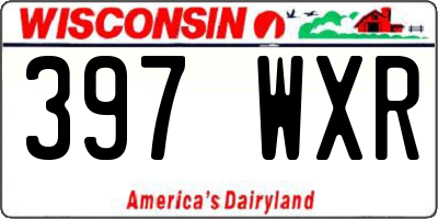 WI license plate 397WXR