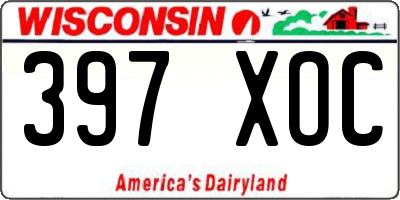 WI license plate 397XOC
