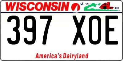 WI license plate 397XOE